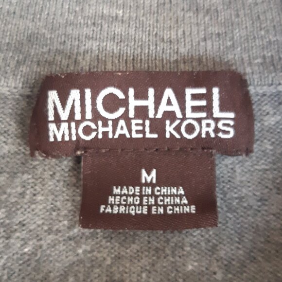 Michael Kors SZ M Quarter Zip 100% Cotton Jersey Knit Gray Men's Mock Neck Top - Picture 7 of 15